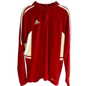 Adidas Men’s Soccer 1/4 zip. XL. Aeroready‎ moisture wicking fabric. Red/white